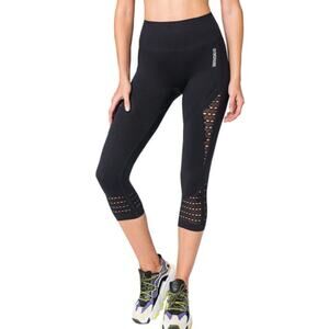 GYMSHARK Energy Seamless Cropped Training Tight Pants High-Rise Black Size Small